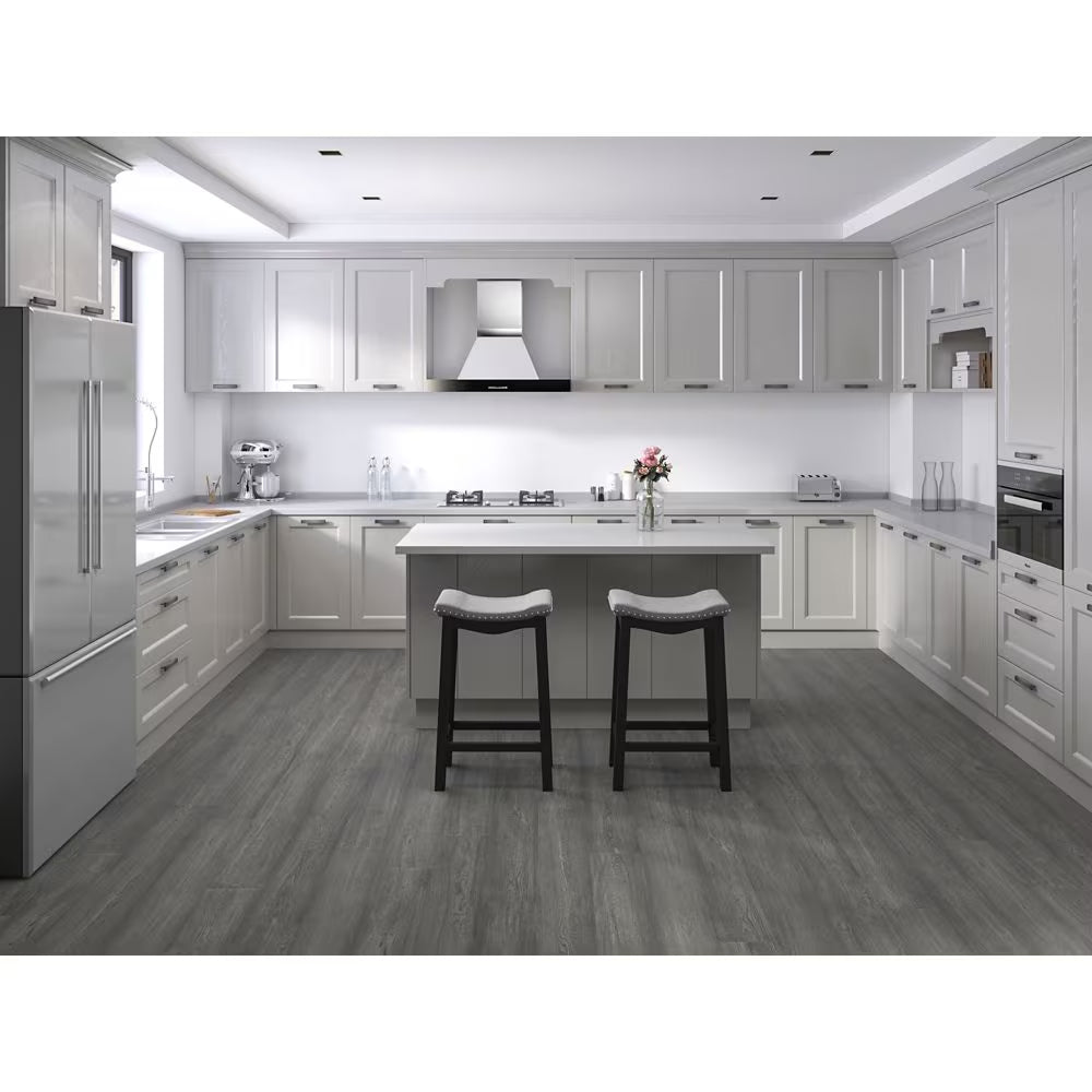LIFEPROOF Brooklyn 7mm x 6.5-inch Waterproof Engineered Oak Flooring (21.80 sq.ft./case, Grey, Wirebrushed, Click Lock)