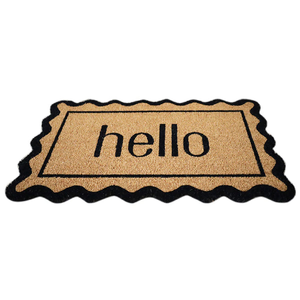 StyleWell 18 inch x 30 inch Hello Coir Door Mat – Natural Non-Slip Front Entrance Welcome Mat