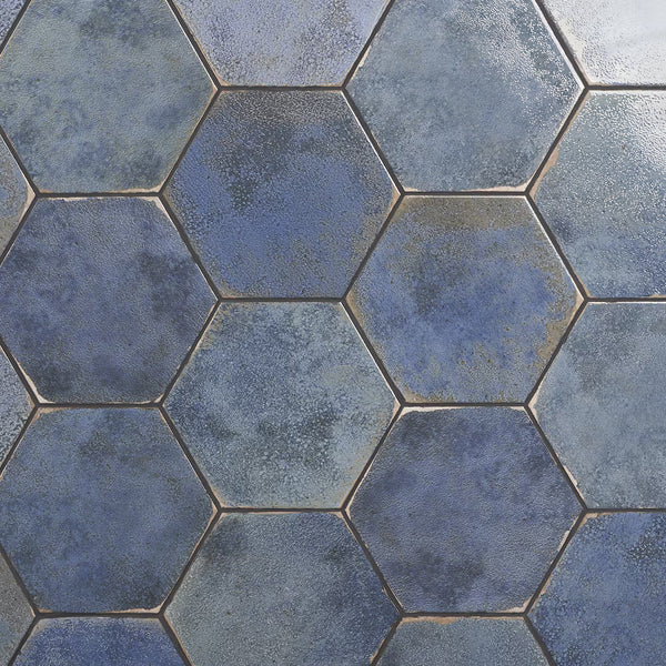 Ivy Hill Tile Mandalay Hex Blue Porcelain Tile – 0.35 inch Thick, 9.13 inch x 10.51 inch, 8.07 sq.ft/Case – Polished Hexagon Finish