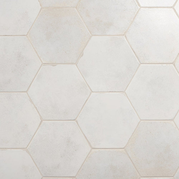 Ivy Hill Tile Mandalay Hex White Porcelain Tile – 0.35 inch Thick, 9.13 inch x 10.51 inch, 8.07 sq.ft/Case – Polished Hexagon Finish