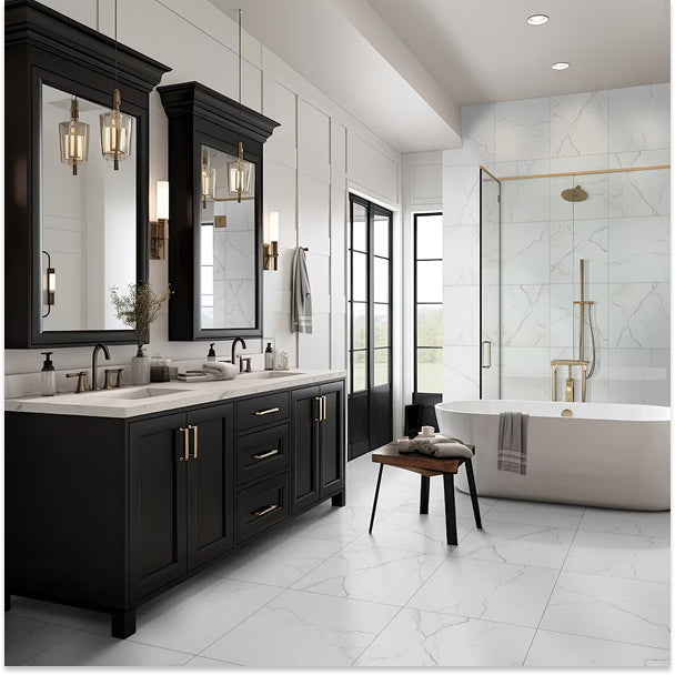 MSI Stone ULC Brighton Grey Matte Porcelain Tile 0.37 inch Thick x 24 inch Wide – 16 sq. ft. Coverage – Marble Look Matte Finish