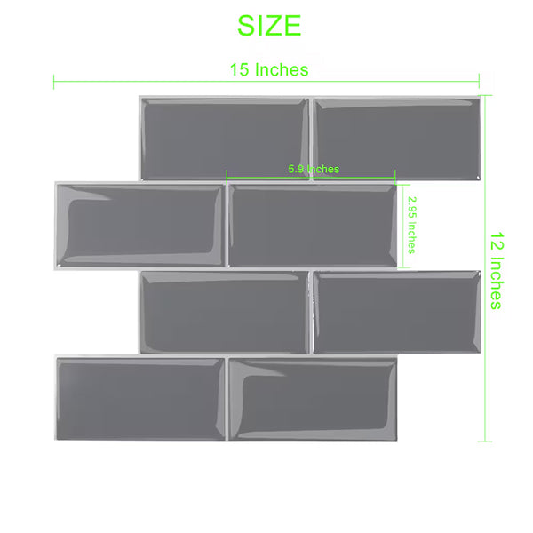 Mureno Dimensions Peel And Stick Backsplash Tile 10x12.6 Grey Subway Rigid Vinyl 4-Pack (TAC: 3.48 sq.ft.)