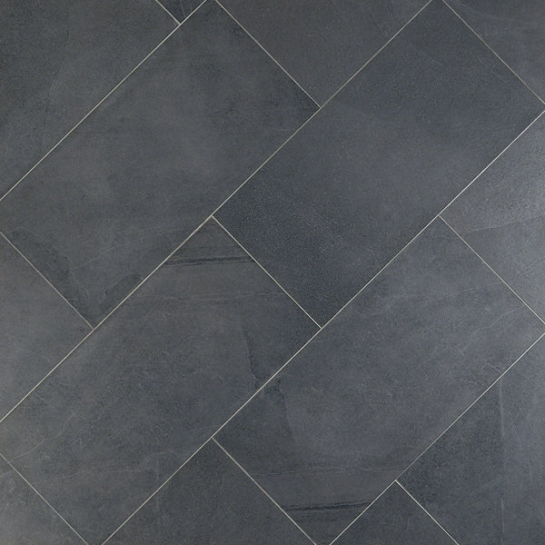 Ivy Hill Tile Copley Nero Porcelain Tile – 0.39 inch Thick, 12 inch x 24 inch, 11.62 sq.ft/Case – Matte Stone Look Finish