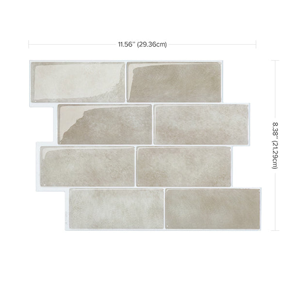 Smart Tiles Peel and Stick Backsplash Metro Cologne Tiles, Ceramic Look, 11.56in x 8.38in, Beige, 4-Pack