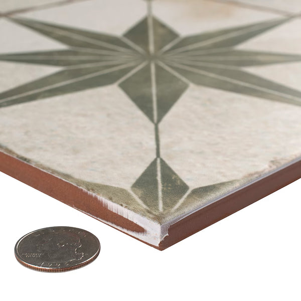 Merola Tile Kings Star Sage 17-5/8 inch x 17-5/8 inch Ceramic Floor and Wall Tile – 11.02 Sq. Ft. Coverage per Case