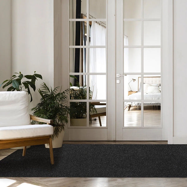 Runner Rug For Hallway Or Kitchen With Rubber Backing, Black