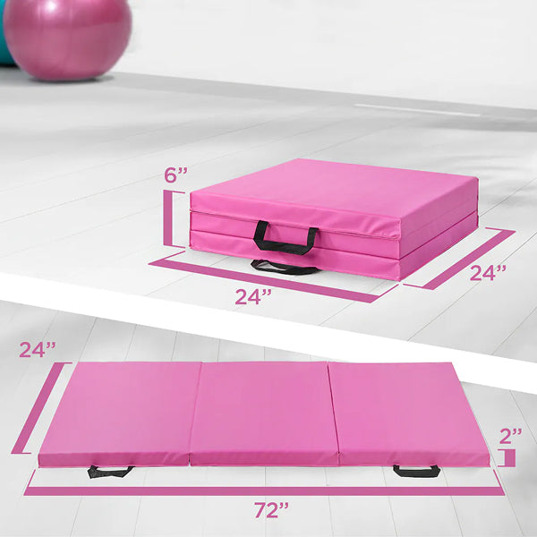 CAP Barbell All Purpose Folding Aerobic Fitness Gym & Gymnastics Mat 6 ft. x 2 ft. x 2 inch Thick Pink Exercise Mat