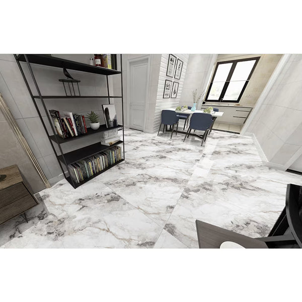 Grizzly Surfaces Florence Galaxy Porcelain Tile 24 inch x 48 inch 16 sq. ft./case Polished Rectified Marble Look Glossy Finish