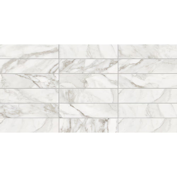 Anatolia Calacatta Crescente Matte Pressed Ceramic Wall Tile 4 inch x 16 inch – 10.76 sq.ft./case Marble Look Matte