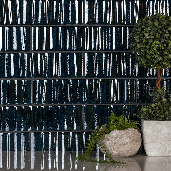 Merola Tile Joliet Prisma Sapphire 3 inch x 12 inch Ceramic Wall Tile 10.92 sq ft/case – Glossy 3D Fluted Finish