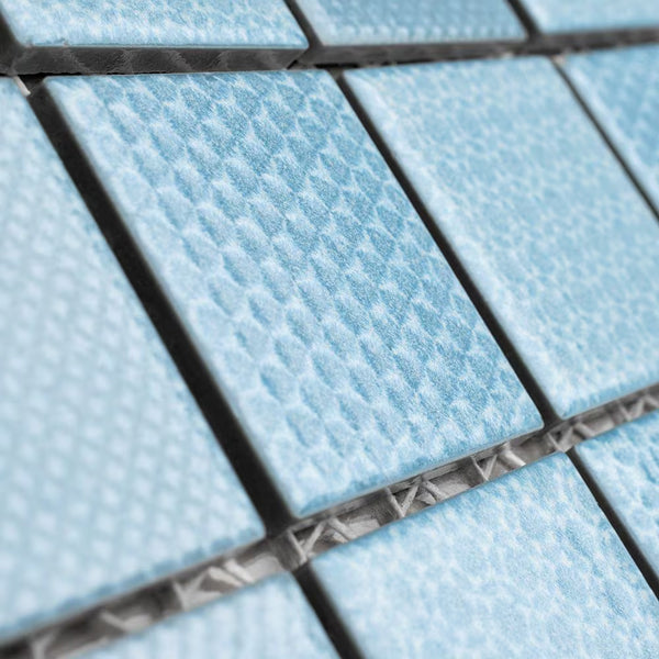Merola Tile Celadon Aqua 11.63 inch x 11.63 inch Glossy Porcelain Mosaic Tile Sample