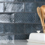 Load image into Gallery viewer, Merola Tile Camden Decor Azurro 4 inch x 8 inch Ceramic Wall Tile 0.29 inch Thick 11.5 sq ft/case Glossy Undulated Finish