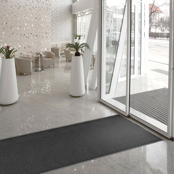 Multy Home Atlas Charcoal 3 ft. x 8 ft. Commercial Duty Polyester Indoor Door Mat with Vinyl Back