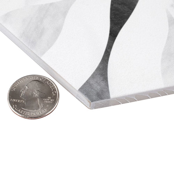 Merola Tile Classico Bardiglio Hex Flower Porcelain Tile 0.34 inch Thick x 7 inch Wide – 7.5 sq. ft. Coverage – Marble Look Hexagon Finish