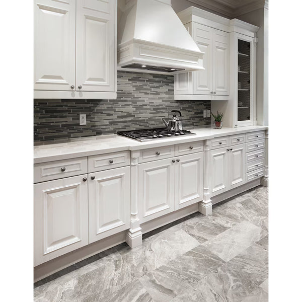 Anatolia Marino Grey Polished Porcelain Tile 0.34 inch Thick 12 inch x 24 inch 11.63 sq. ft./Case High Definition Marble Look