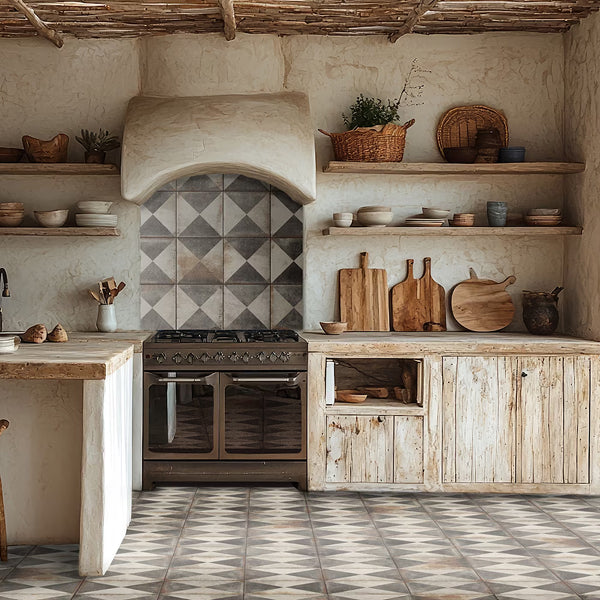 Merola Tile D’Anticatto Decor Triangoli Porcelain Floor and Wall Tile 8.75 inch x 8.75 inch x 0.38 inch – 11.25 sq. ft./Case, Matte Textured Rustic Finish