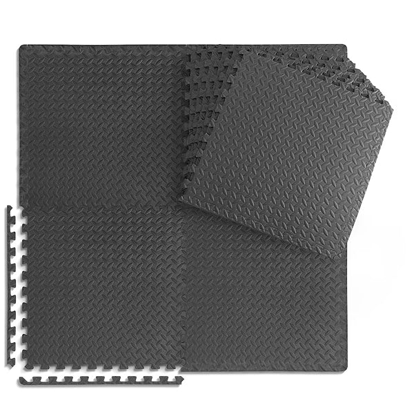 CAP Barbell 24 inch x 24 inch x 1 inch Thick Double-Sided Diamond Pattern Puzzle Tiles – 6 Piece EVA Foam Gym Flooring Set Covering 24 sq. ft.