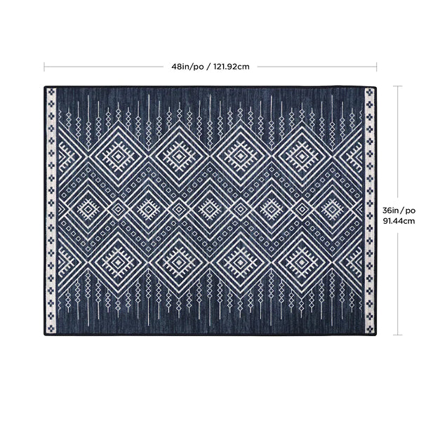 Multy Home 3-ft. x 4-ft. Wikki Tribal Printed Decorative Mat, Navy