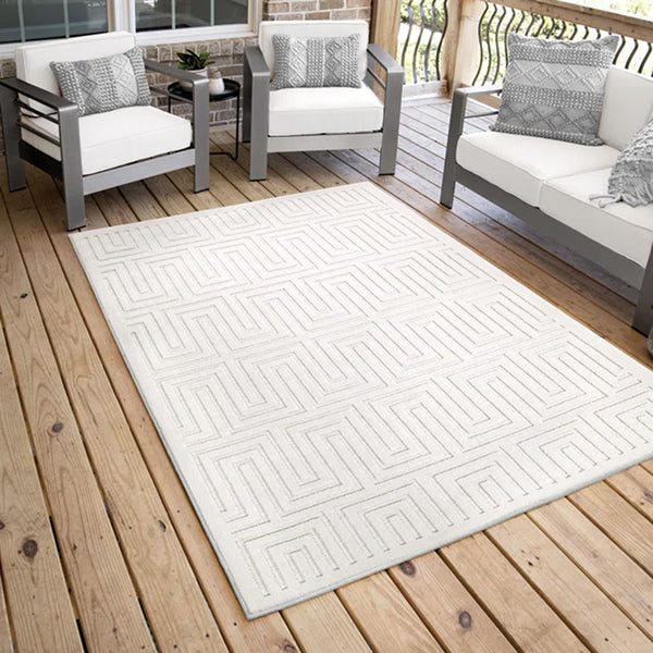 Latitude Run Dovetail Geometric Natural High Low Indoor Outdoor Rug – 7'9" x 10'10"