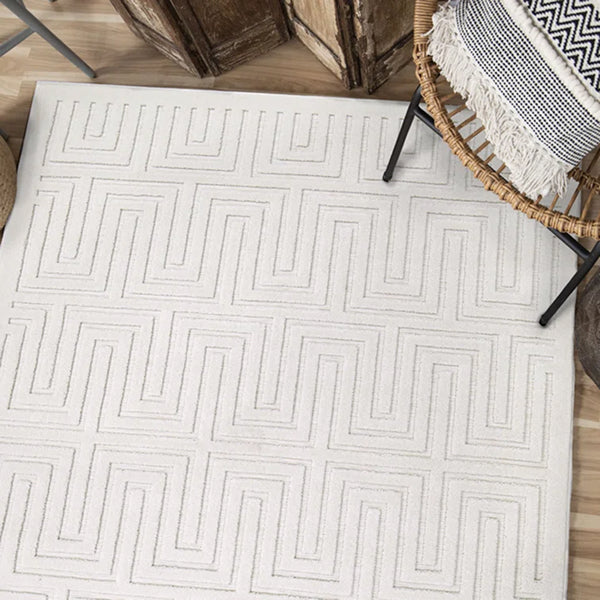 Latitude Run Dovetail Geometric Natural High Low Indoor Outdoor Rug – 7'9" x 10'10"