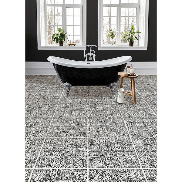 Ensemble de 20 carreaux de vinyle FloorPops Charcoal Reo de 12 po x 12 po (20 pi2)