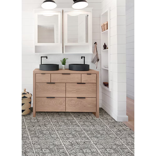 Ensemble de 20 carreaux de vinyle FloorPops Charcoal Reo de 12 po x 12 po (20 pi2)