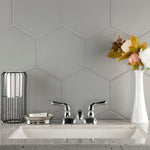 Charger l'image dans la visionneuse de galerie, Merola Tile Textile Basic Hex Silver Porcelain Tile 8.63 inch x 9.88 inch – 11.5 sq. ft. per Case Glossy Stone-Look Finish