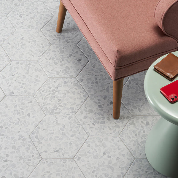 Ivy Hill Tile Fusion Hex Gray Terrazzo 9 inch x 10.5 inch Matte Porcelain Floor and Wall Tile 8.07 sq ft per Case Hexagon