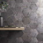 Load image into Gallery viewer, Ivy Hill Tile Mandalay Hex Antracite Porcelain Tile – 0.35 inch Thick, 9.13 inch x 10.51 inch, 8.07 sq.ft/Case – Polished Hexagon Finish