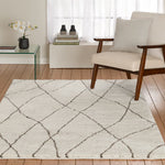 Charger l'image dans la visionneuse de galerie, Home Decorators Collection Wavy Trellis Ivory/Light Brown 8 ft. x 10 ft. Indoor Area Rug – Plush High Pile Transitional Rug