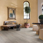 Load image into Gallery viewer, French Oak Pebble Beach solid hardwood flooring in grey with distressed matte finish
