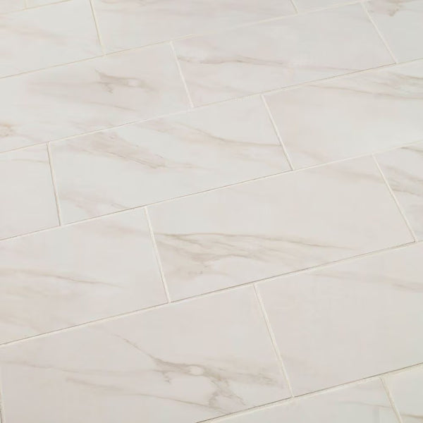 Dal Tile Selwyn Bianco Calacatta Matte 12 in. x 24 in. Glazed Porcelain Floor and Wall Tile