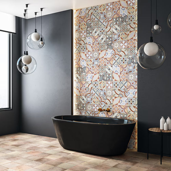 Merola Tile Kings Alora Clay 17.63 inch x 17.63 inch Ceramic Floor and Wall Tile – 10.95 sq. ft. per Case, Matte Textured Finish