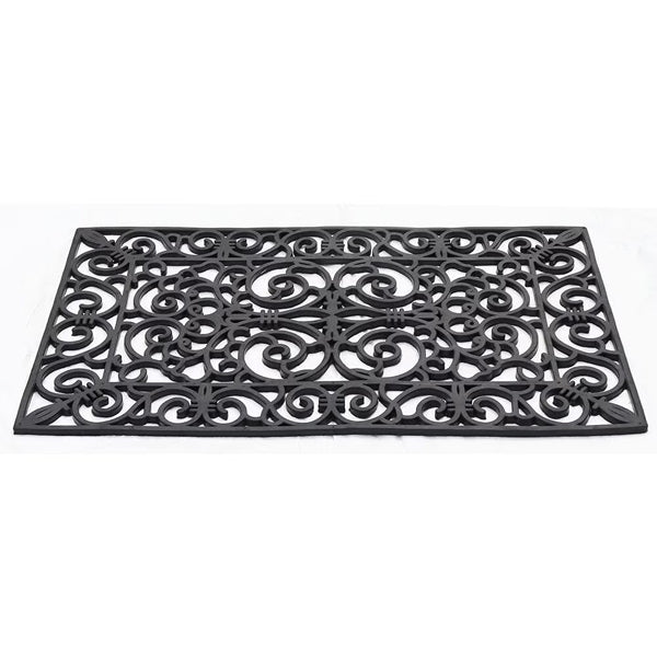 Home Decorators Collection Iron Scroll 18 inch x 30 inch Black Rubber Doormat – Non-Slip Indoor Outdoor Entrance Mat