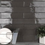 Load image into Gallery viewer, Merola Tile Chester Grafito Ceramic Wall Tile 0.38 inch Thick 3 inch Wide 5.72 sq ft/case Glossy Subway Finish
