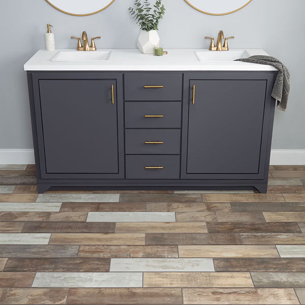 Marazzi Montagna Wood Vintage Chic Porcelain Tile – 0.31 inch Thick, 6 inch x 24 inch, 14.53 sq.ft/Case – Glazed Matte Wood Look Finish