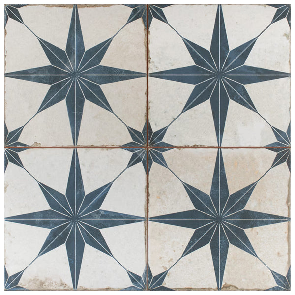 Merola Tile Kings Star Blue 17-5/8 inch x 17-5/8 inch Ceramic Floor and Wall Tile – 11.02 Sq. Ft. Coverage per Case