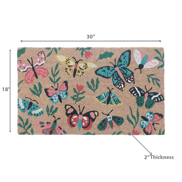 IH Casa Decor Casa Modern Garden Butterflies 18 inch x 30 inch Coir Door Mat