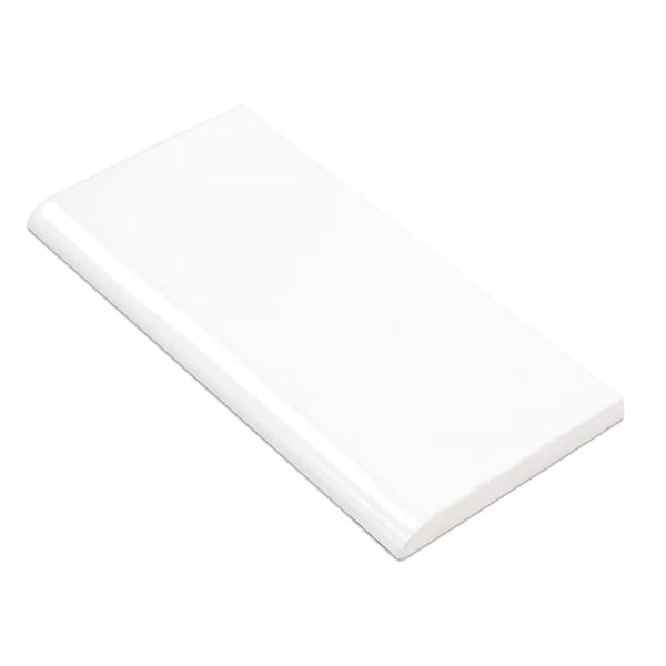 Ivy Hill Tile Catalina White 3 inch x 6 inch Polished Ceramic Bullnose Wall Tile Trim 0.22 sq ft/each – Glossy Finish