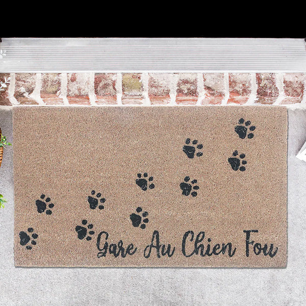 IH Casa Decor Casa Modern 18 inch x 30 inch Coir Door Mat Gare Au Chien Fou Paws