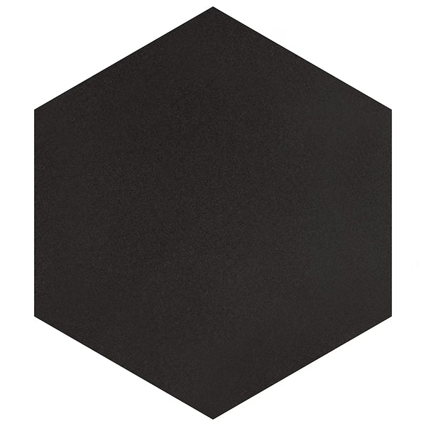 Merola Tile Textile Basic Hex Black Porcelain Tile 8.63 inch x 9.88 inch – 11.5 sq. ft. per Case Glossy Stone-Look Finish