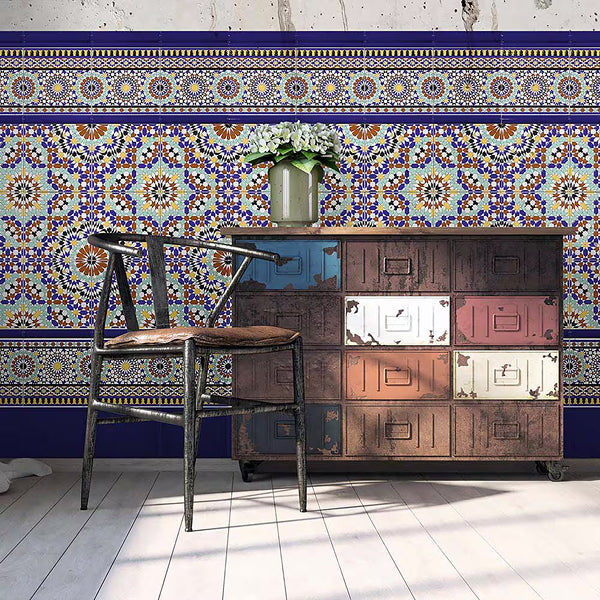 Merola Tile Sevillano Andalusia Cenefa Ceramic Wall Border Tile 7.88 inch Width 7.88 inch Length 11.46 sq ft/case Glossy Patterned Finish