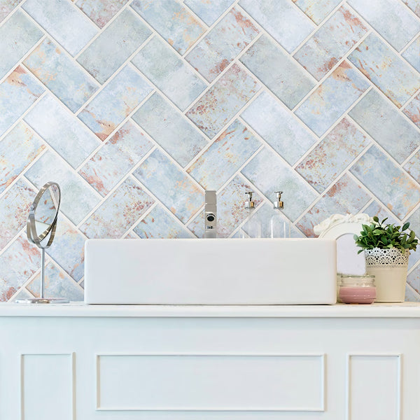 Carrelage mural en céramique Merola Tile Biarritz bleu 3 po x 6 po 0,32 po d'épaisseur 5,72 pi ca/caisse