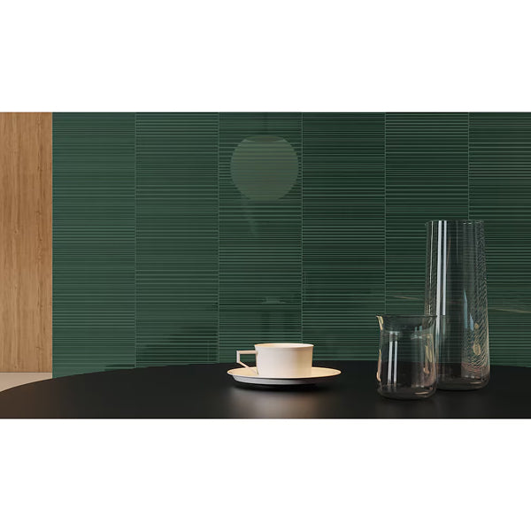 Anatolia 3 inch x 12 inch Geometra Divide Emerald Glossy Pressed Glazed Ceramic Tile 10.66 sq ft/case – Geometric Pattern Wall Tile
