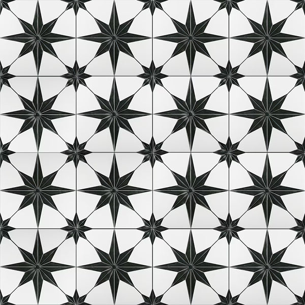 Merola Tile Stella Luxe Nero Porcelain Tile 0.39 inch Thick 9.75 inch x 9.75 inch 10.88 sq ft/case Mixed Finish