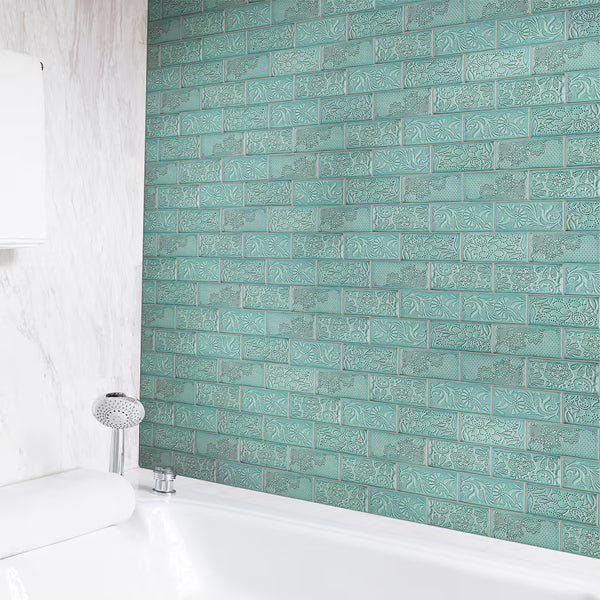 Merola Tile Antic Feelings Lava Verde 3 inch x 6 inch Ceramic Wall Tile – 4 sq.ft./case Glossy Patterned Finish
