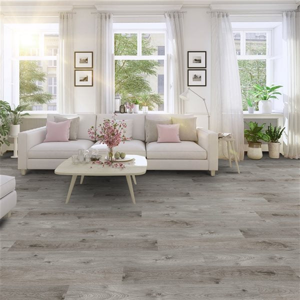 everhome Odessa Gray 3.5+1 mm SPC Rigid Core Vinyl 7.17-in W x 48-in L