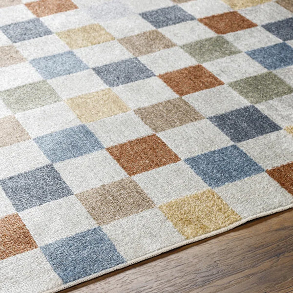 Jules Checkered Denim Area Rug