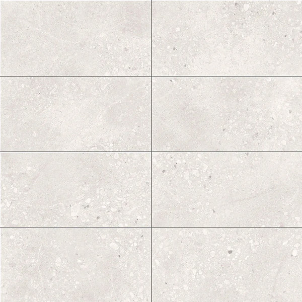 Carrelage en porcelaine PORTLAND, 11,8 po x 23,6 po, fini mat Bianco – 17,4 pi ca/boîte