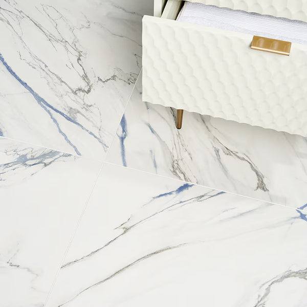 Ivy Hill Tile Calacatta Indigo 24 inch x 24 inch Matte Marble Look Porcelain Floor and Wall Tile (15.49 sq. ft./Case)